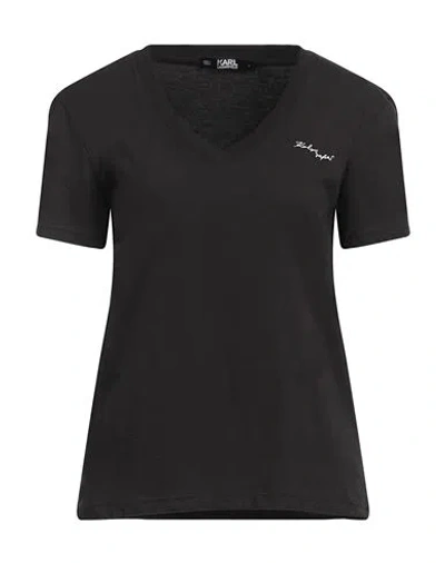 Karl Lagerfeld Woman T-shirt Black Size L Organic Cotton