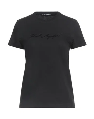 Karl Lagerfeld Woman T-shirt Black Size M Organic Cotton