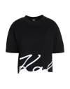 Karl Lagerfeld Karl Signature Hem T-shirt Woman T-shirt Black Size S Organic Cotton In Black