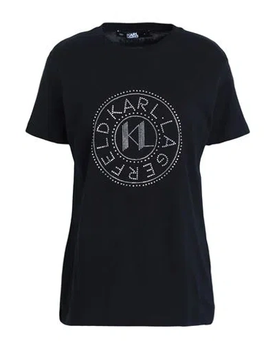 Karl Lagerfeld Woman T-shirt Black Size L Organic Cotton
