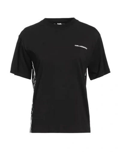 Karl Lagerfeld Woman T-shirt Black Size S Organic Cotton In Gray
