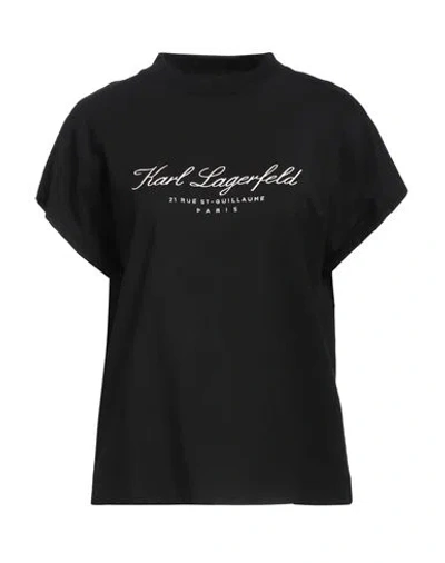 Karl Lagerfeld Woman T-shirt Black Size S Organic Cotton In Neutral