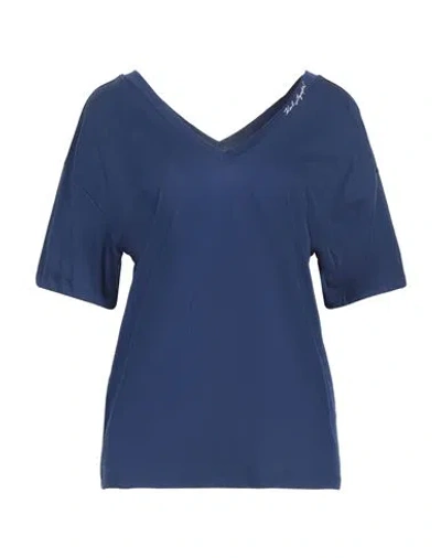 Karl Lagerfeld Woman T-shirt Blue Size L Organic Cotton