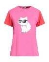 Karl Lagerfeld Woman T-shirt Fuchsia Size M Organic Cotton