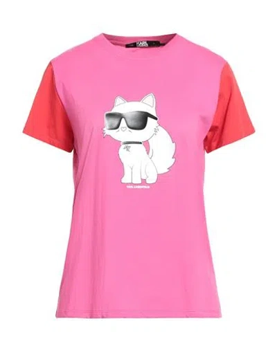 Karl Lagerfeld Woman T-shirt Fuchsia Size M Organic Cotton