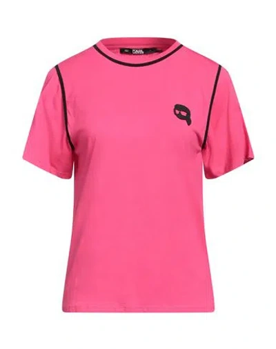 Karl Lagerfeld Woman T-shirt Fuchsia Size S Organic Cotton In Pink