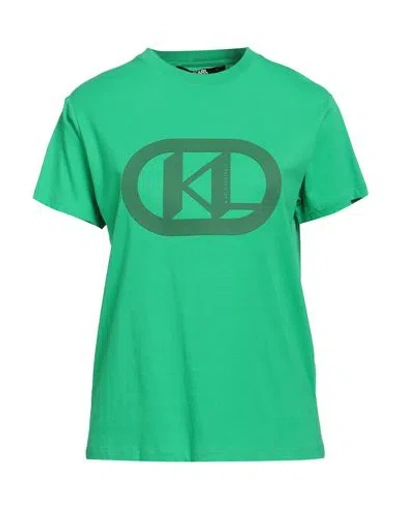 Karl Lagerfeld Woman T-shirt Green Size S Organic Cotton