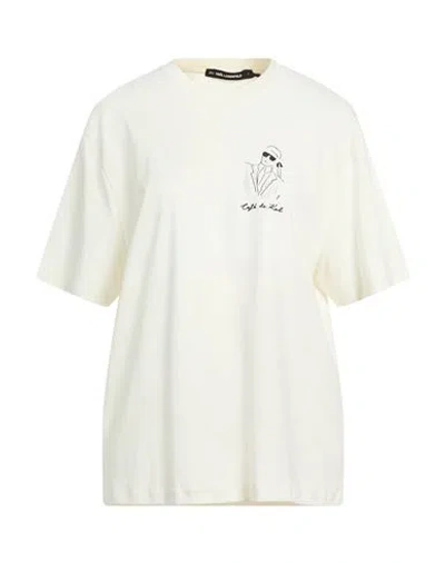 Karl Lagerfeld Woman T-shirt Ivory Size M Organic Cotton In White