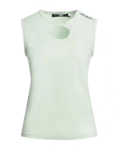 Karl Lagerfeld Woman T-shirt Light Green Size M Organic Cotton