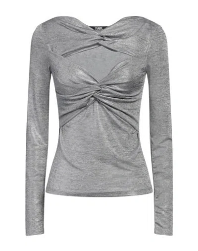 Karl Lagerfeld Twisted Cut-out T-shirt In Grey