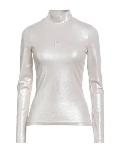 Karl Lagerfeld Woman T-shirt Light Grey Size S Organic Cotton, Elastane
