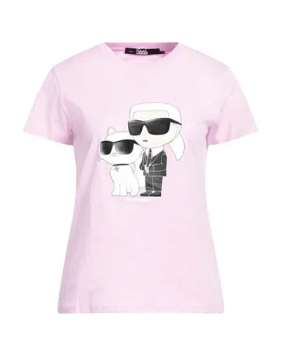 Karl Lagerfeld Woman T-shirt Lilac Size L Organic Cotton In Purple