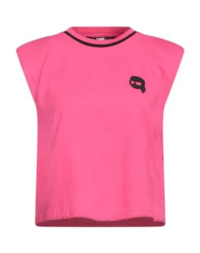 Karl Lagerfeld Woman T-shirt Magenta Size S Organic Cotton In Pink