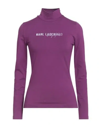 Karl Lagerfeld Woman T-shirt Mauve Size M Cotton, Elastane