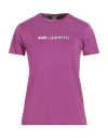 Karl Lagerfeld Woman T-shirt Mauve Size S Organic Cotton