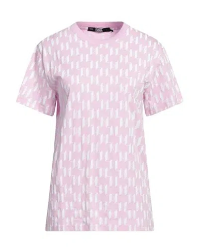 Karl Lagerfeld Woman T-shirt Pink Size L Organic Cotton