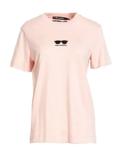 Karl Lagerfeld Woman T-shirt Pink Size L Organic Cotton