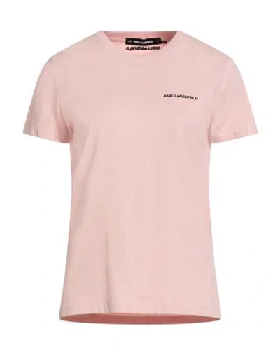 Karl Lagerfeld Woman T-shirt Pink Size L Organic Cotton