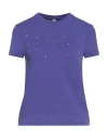 Karl Lagerfeld Woman T-shirt Purple Size Xs Organic Cotton In Blue