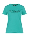 Karl Lagerfeld Woman T-shirt Turquoise Size S Organic Cotton In Blue