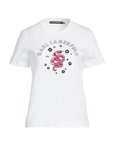 Karl Lagerfeld Woman T-shirt White Size L Cotton