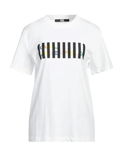 Karl Lagerfeld Woman T-shirt White Size L Organic Cotton
