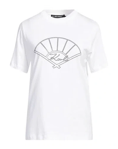 Karl Lagerfeld Woman T-shirt White Size L Organic Cotton