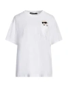 Karl Lagerfeld Woman T-shirt White Size L Organic Cotton