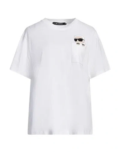 Karl Lagerfeld Woman T-shirt White Size L Organic Cotton