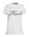 Karl Lagerfeld Woman T-shirt White Size L Organic Cotton