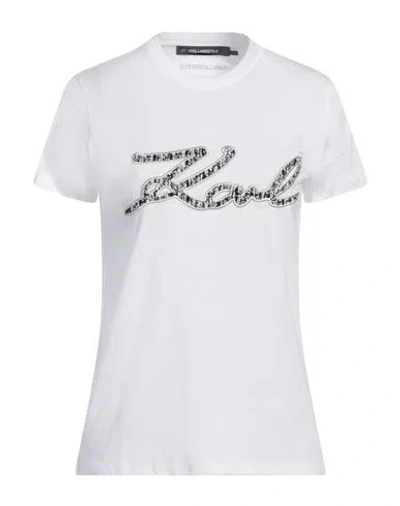 Karl Lagerfeld Woman T-shirt White Size L Organic Cotton