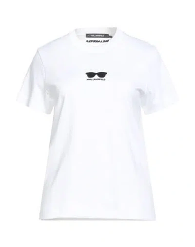 Karl Lagerfeld Woman T-shirt White Size L Organic Cotton