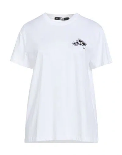 Karl Lagerfeld Woman T-shirt White Size L Organic Cotton