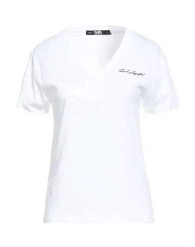 Karl Lagerfeld Woman T-shirt White Size L Organic Cotton