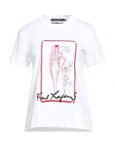 Karl Lagerfeld Woman T-shirt White Size L Organic Cotton