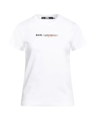 Karl Lagerfeld Woman T-shirt White Size L Organic Cotton In White