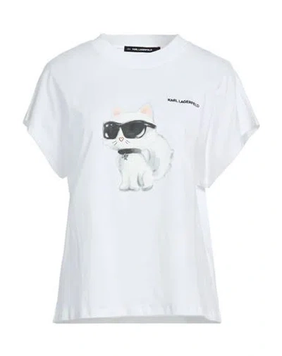 Karl Lagerfeld Woman T-shirt White Size L Organic Cotton