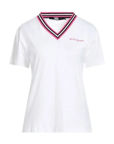 Karl Lagerfeld Woman T-shirt White Size M Organic Cotton