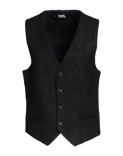 Karl Lagerfeld Woman Tailored Vest Black Size 14 Viscose, Wool, Acrylic, Polyester, Polyamide