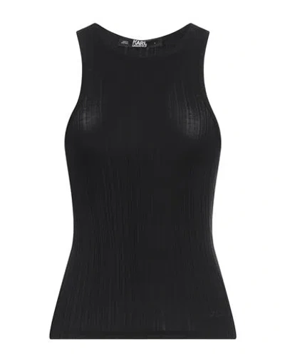 Karl Lagerfeld Woman Tank Top Black Size L Lyocell, Elastane