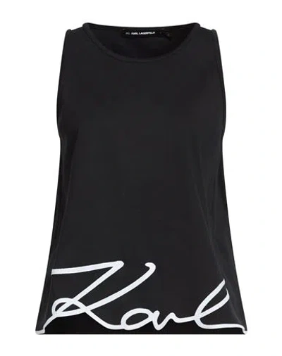 Karl Lagerfeld Woman Tank Top Black Size L Organic Cotton