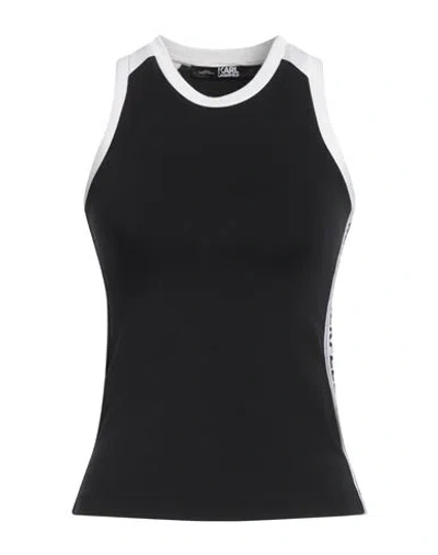 Karl Lagerfeld Woman Tank Top Black Size L Polyamide, Elastane