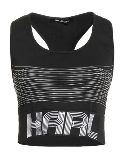 KARL LAGERFELD KARL LAGERFELD WOMAN TANK TOP BLACK SIZE L RECYCLED POLYAMIDE, ELASTANE