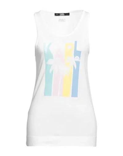 Karl Lagerfeld Woman Tank Top Ivory Size Xs Viscose, Linen In White