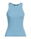 Karl Lagerfeld Woman Tank Top Light Blue Size L Lyocell, Elastane In Blue