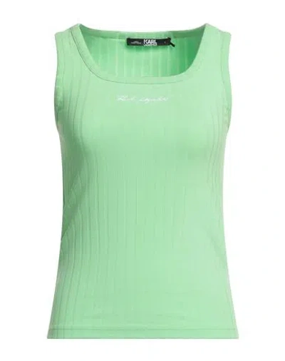 Karl Lagerfeld Woman Tank Top Light Green Size L Polyester, Viscose, Elastane