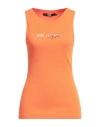Karl Lagerfeld Woman Tank Top Orange Size L Organic Cotton, Elastane In Orange