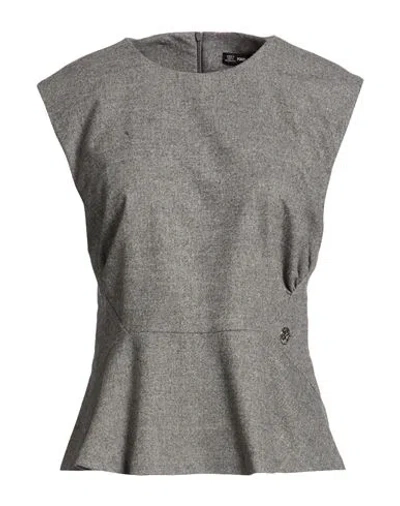 Karl Lagerfeld Woman Top Grey Size 6 Wool, Polyester, Viscose, Polyamide, Elastane In Gray