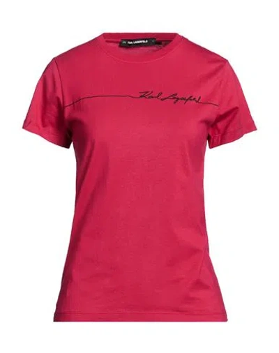 Karl Lagerfeld Woman T-shirt Garnet Size L Organic Cotton In Red