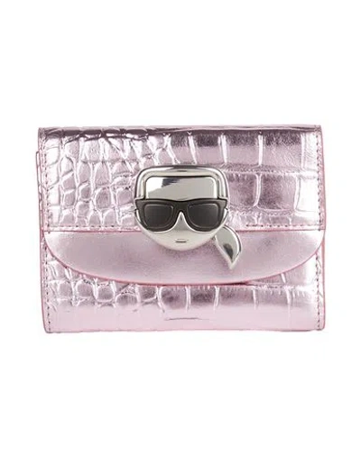 Karl Lagerfeld Woman Wallet Pink Size - Cow Leather, Polyurethane